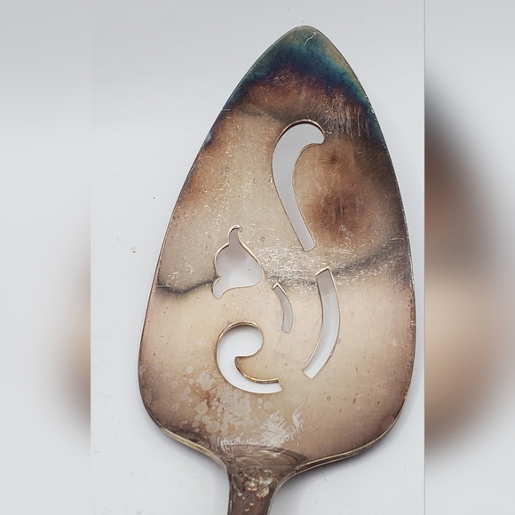 Vtg 1847 Rogers Bros Silverplate Large Serving Spoon Fork Floral Pattern - Picture 10 of 13